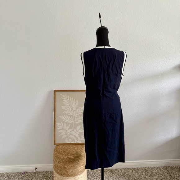 Veronica Beard Blue and White Sheath Dress with Slit - Picture 5 of 7